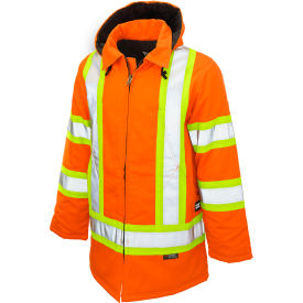 Men's Safety Parka Jacket, XL, Fluorescent Orange