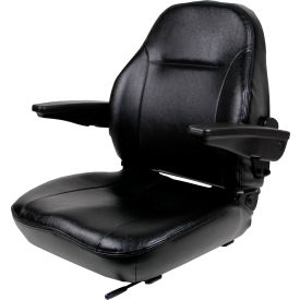 440 Series Premium High-Back Seat with Arm Rests & Slide Rails, Vinyl, Black