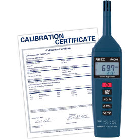 REED Thermo-Hygrometer & NIST, 9V Battery, Blue