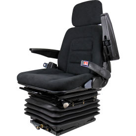 Concentric 330 Series Full Adjustable Seat with Arm Rests & Suspension, Fabric, Black