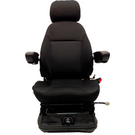 470 Series Heavy Duty Seat w/ Low Profile Air Suspension, Arm Rests, Fabric, Black