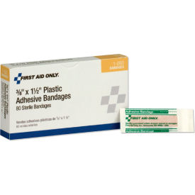 Plastic Bandage, 3/8" x 1-1/2", 80/Box