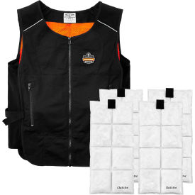 Chill-Its 6260 Lightweight Phase Change Cooling Vest with Ice Packs, 2XL/3XL, Black