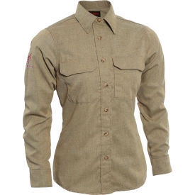 Women's Tecgen Flame Resistant Work Shirt, 5XL Regular, Tan