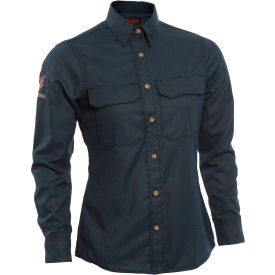 Women's Flame Resistant Work Shirt, S Long-Tall, Navy