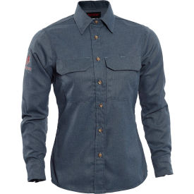 Women's Tecgen Flame Resistant Work Shirt, L Tall, Light Blue
