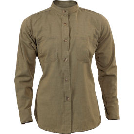 Women's Flame Resistant Helix Work Shirt, 3XL Tall, Dark Khaki