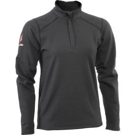 Women's Flame Resistant 1/4th Zip Fleece Sweatshirt, M Regular, Black