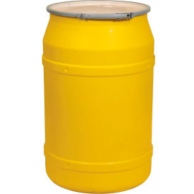 Lab Pack Open Head Poly Drum, Metal Lever Lock, 55 Gallon Capacity, Yellow