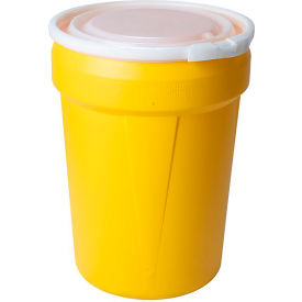 Lab Pack Open Head Poly Drum, Plastic Lever Lock, 30 Gallon Capacity, Yellow