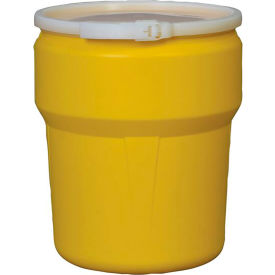 Lab Pack Open Head Poly Drum, Plastic Lever Lock, 10 Gallon Capacity, Yellow