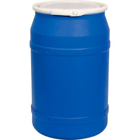 Lab Pack Open Head Poly Drum, Plastic Lever Lock, 55 Gallon Capacity, Blue