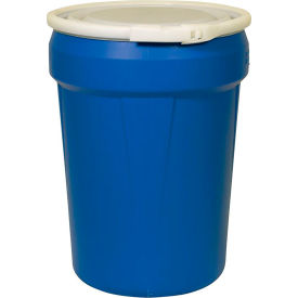 Lab Pack Open Head Poly Drum, Plastic Lever Lock, 30 Gallon Capacity, Blue