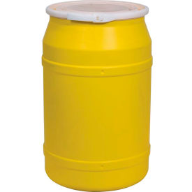 Lab Pack Open Head Poly Drum, Plastic Lever Lock, 55 Gallon Capacity, Yellow