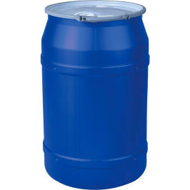 Lab Pack Open Head Poly Drum, Metal Lever Lock, 55 Gallon Cap., 2 x 2" Bung Holes, Blue