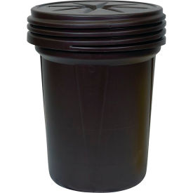 Lab Pack Open Head Poly Drum, Screw On Lid, 30 Gallon Capacity, Brown