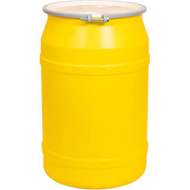 Lab Pack Open Head Poly Drum, Metal Bolt Ring, 55 Gal. Cap., 2 x 2" Bung Holes, Yellow