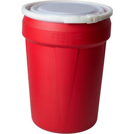 Lab Pack Open Head Poly Drum, Plastic Lever Lock, 30 Gallon Capacity, Red