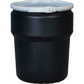 Lab Pack Open Head Poly Drum, Plastic Lever Lock, 10 Gallon Capacity, Black
