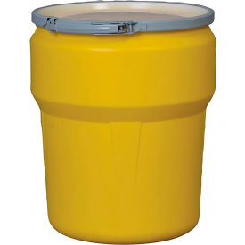 Lab Pack Open Head Poly Drum, Metal Lever Lock, 10 Gallon Capacity, Yellow