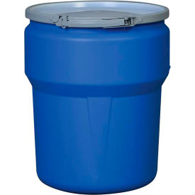 Lab Pack Open Head Poly Drum, Metal Lever Lock, 10 Gallon Capacity, Blue