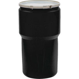 Lab Pack Open Head Poly Drum, Metal Lever Lock, 14 Gallon Capacity, Black