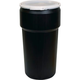 Lab Pack Open Head Poly Drum, Plastic Lever Lock, 20 Gallon Capacity, Black