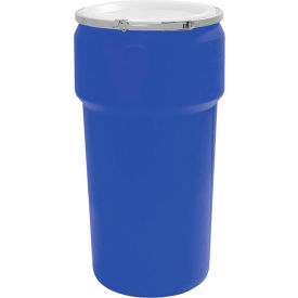 Lab Pack Open Head Poly Drum, Metal Lever Lock, 20 Gallon Capacity, Blue