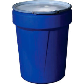 Lab Pack Open Head Poly Drum, Metal Lever Lock, 40 Gallon Capacity, Blue