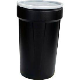 Lab Pack Open Head Poly Drum, Plastic Lever Lock, 55 Gallon Cap., 23-3/4" Dia., Black