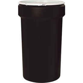 Lab Pack Open Head Poly Drum, Metal Lever Lock, 55 Gallon Capacity, 23-3/4" Dia., Black