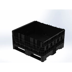Plastic Non-Collapsible Bulk Container, 32"L x 30"W x 17"H, 1800 lb. Capacity, Black