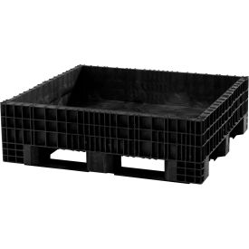 Plastic Non-Collapsible Bulk Container, 48"L x 45"W x 19"H, 2300 lb. Capacity, Black