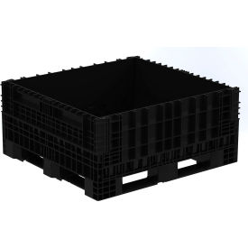 Plastic Non-Collapsible Bulk Container, 48"L x 45"W x 21"H, 2300 lb. Capacity, Black