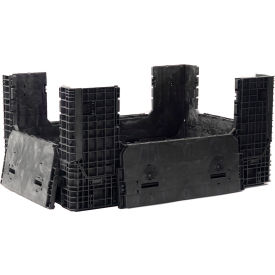 Plastic Collapsible Bulk Container, 70"L x 48"W x 34"H, 2000 lb. Capacity, Black