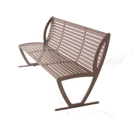 6' Outdoor Bench with Back and Side Armrests, Surface Mount, Brown
