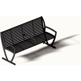 Augusta 6' Outdoor Bench with Back, Side & Center Armrests, Surface Mount, Black