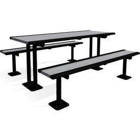 6' Recycled Multi-Pedestal Picnic Table, Surface Mount, Brown