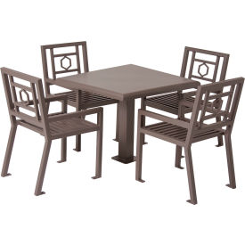 Huntington Dining Set with 4 Chairs, 36" Round x 30"H Table, Gray