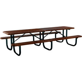 10' Extra Heavy Duty Shelter Picnic Table, Surface Mount, Expanded Metal, Brown