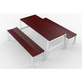 New Haven 6' Ash Wood Picnic Table, Surface Mount, Brown