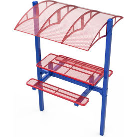 Canopy 72" Rectangular Picnic Table, 2 Seats, In-Ground Mount, Red