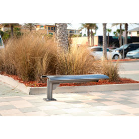 4' Cantilever Steel Bench without Back, Surface Mount, Gray