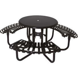 Kensington 36" Round Solid Top Table with 3 Seats, Surface Mount, Black