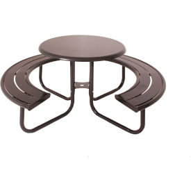 Hartford 36" Round Solid Top Picnic Table with 2 Seats, Surface Mount, Brown