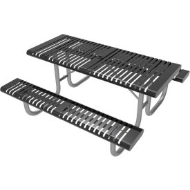 Oxford 96" Rectangular ADA Picnic Table with 2 Seats, Surface Mount, Black