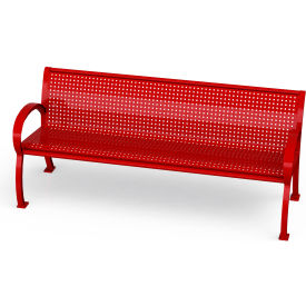 Wilmington 6' Bench with Back, Square Punched, Surface Mount, Red