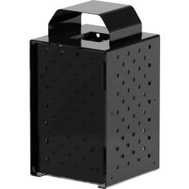 Steel Outdoor Trash Can with Rain Bonnet Lid, 36 Gallon Capacity, Black