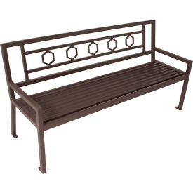 Huntington 6' Bench with Back, Surface Mount, Brown