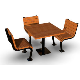 Denali 38-1/2" Square Recycled Picnic Table with 4 Seats, Surface Mount, Brown